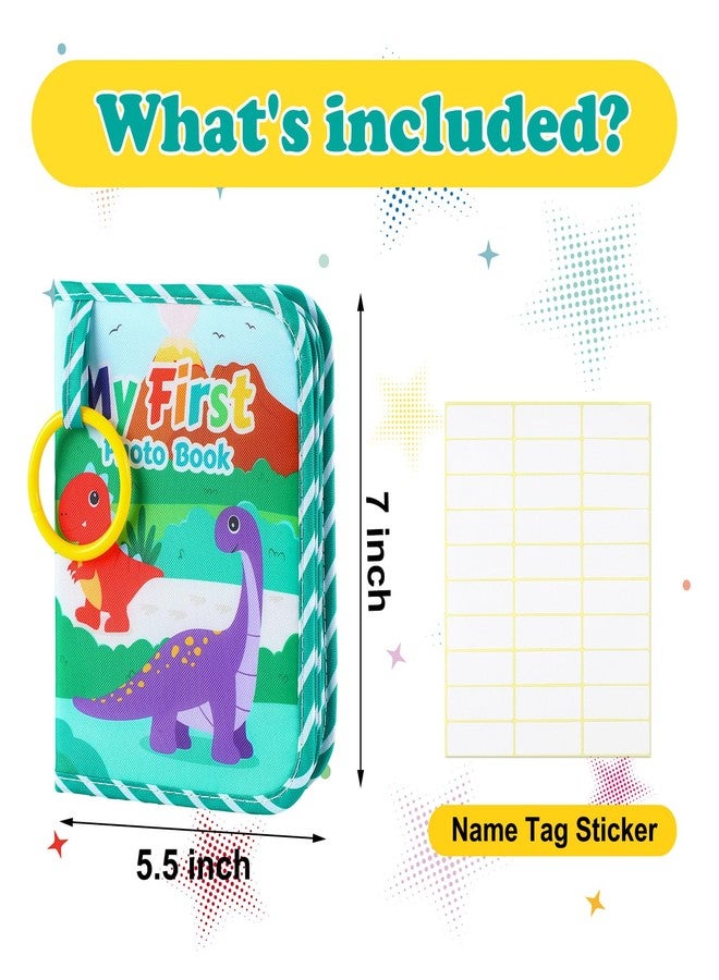 Reallnaive Baby Photo Album Holds 17 4x6 Pictures My First Soft Cloth Family Photo Book with Name Tag Stickers Fabric Kid Memory Keepsake Gift for Newborn Toddler Boy Girl Baby Shower(Green Dino) - Image 2